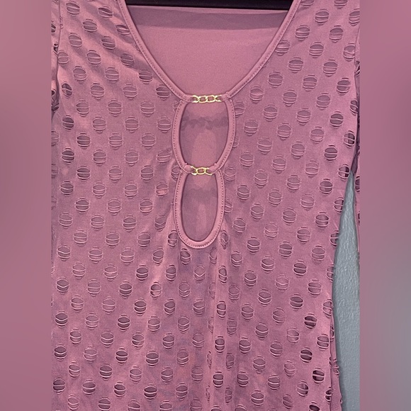 Mauve Purple Chain Cutout Bodycon Dress - Picture 3 of 7